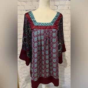 Blissitude beaded dress with bell sleeves size medium